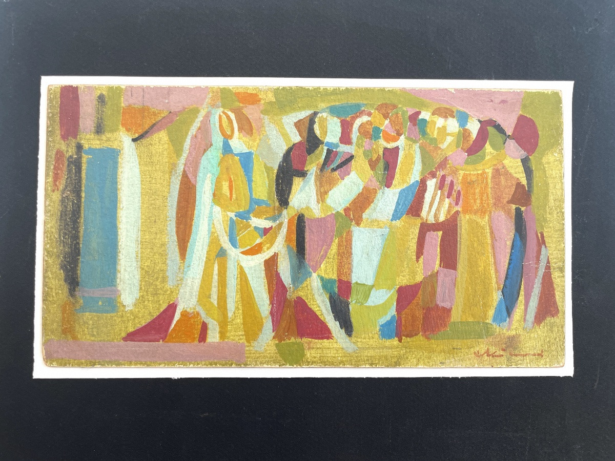 Jean/Jan Ekiert (1907-1993) - huile sur carton "Le Visiteur" -photo-2