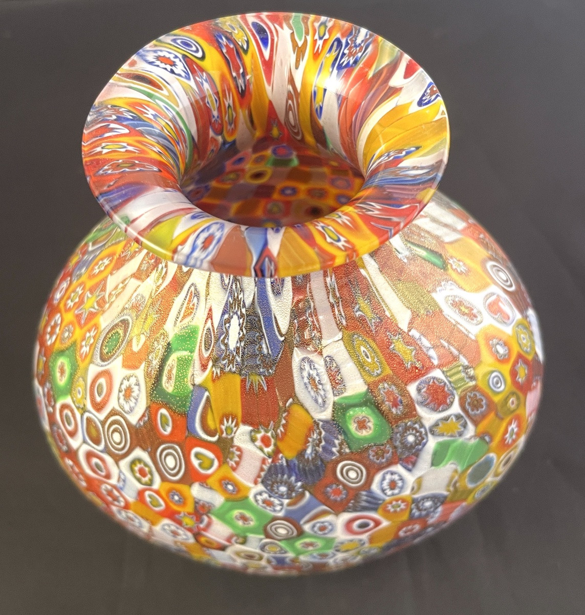 Murano Millefiori Vase With Gold-photo-3