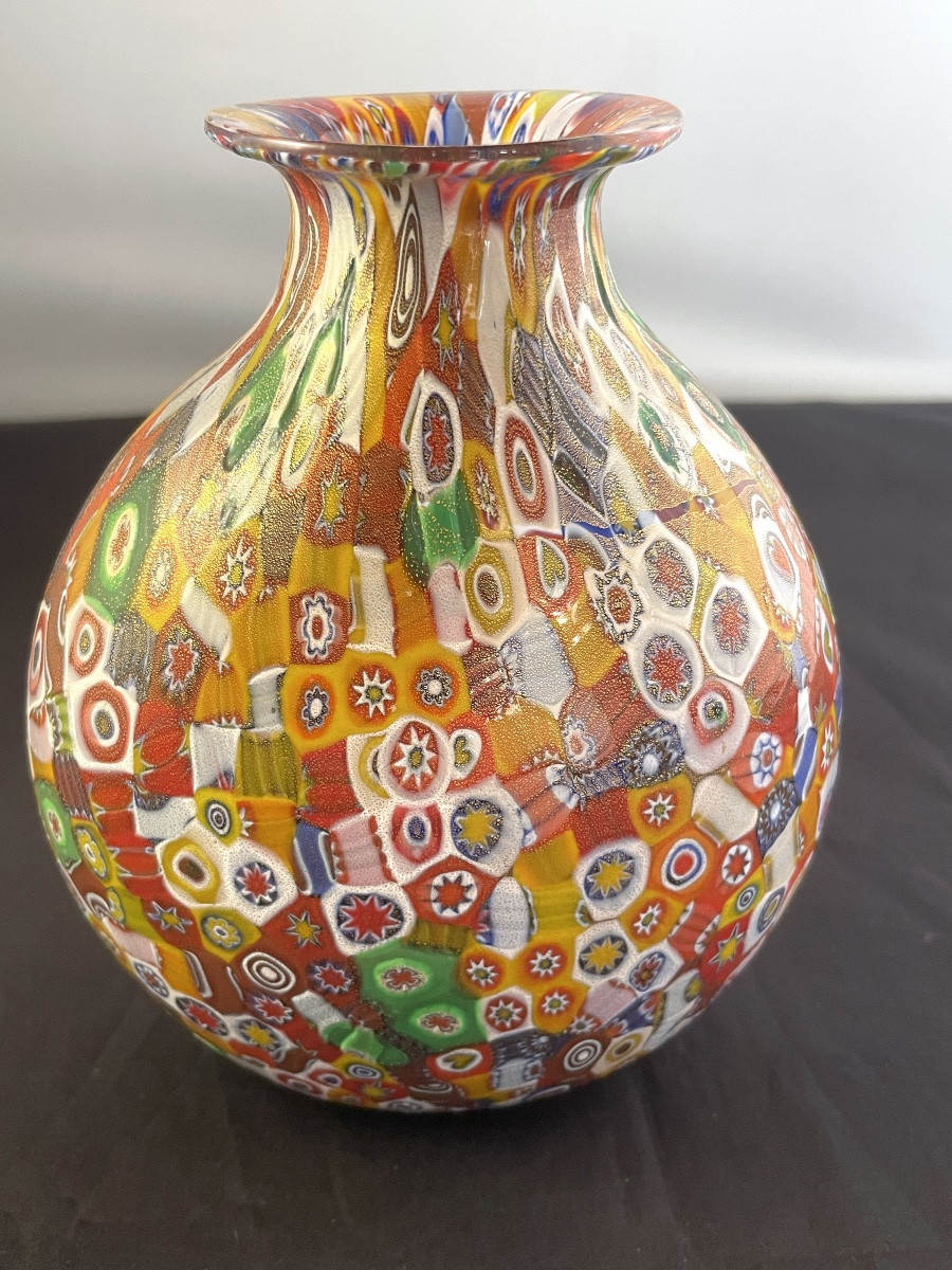 Murano Millefiori Vase With Gold-photo-1
