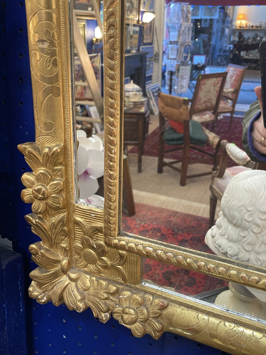 Miroir à parcloses en bois doré -photo-4