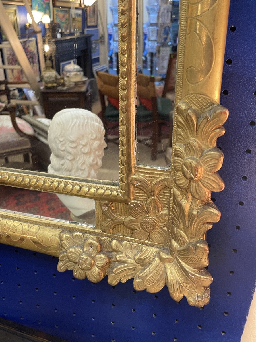 Miroir à parcloses en bois doré -photo-1