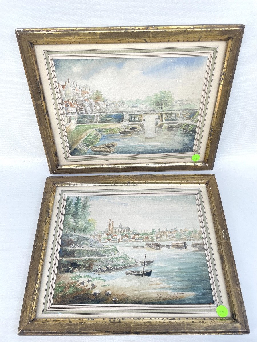 Paire d’aquarelles du Mans (1910)-photo-2