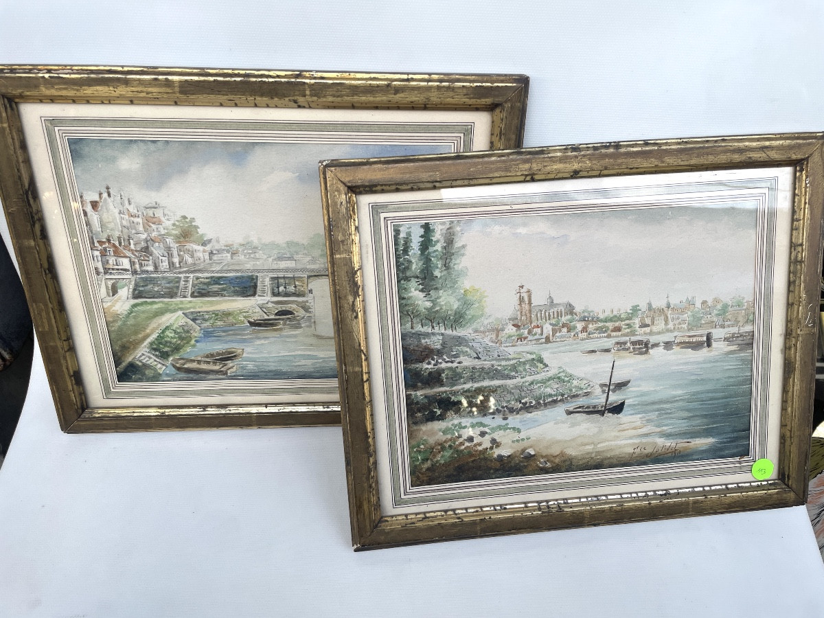 Paire d’aquarelles du Mans (1910)
