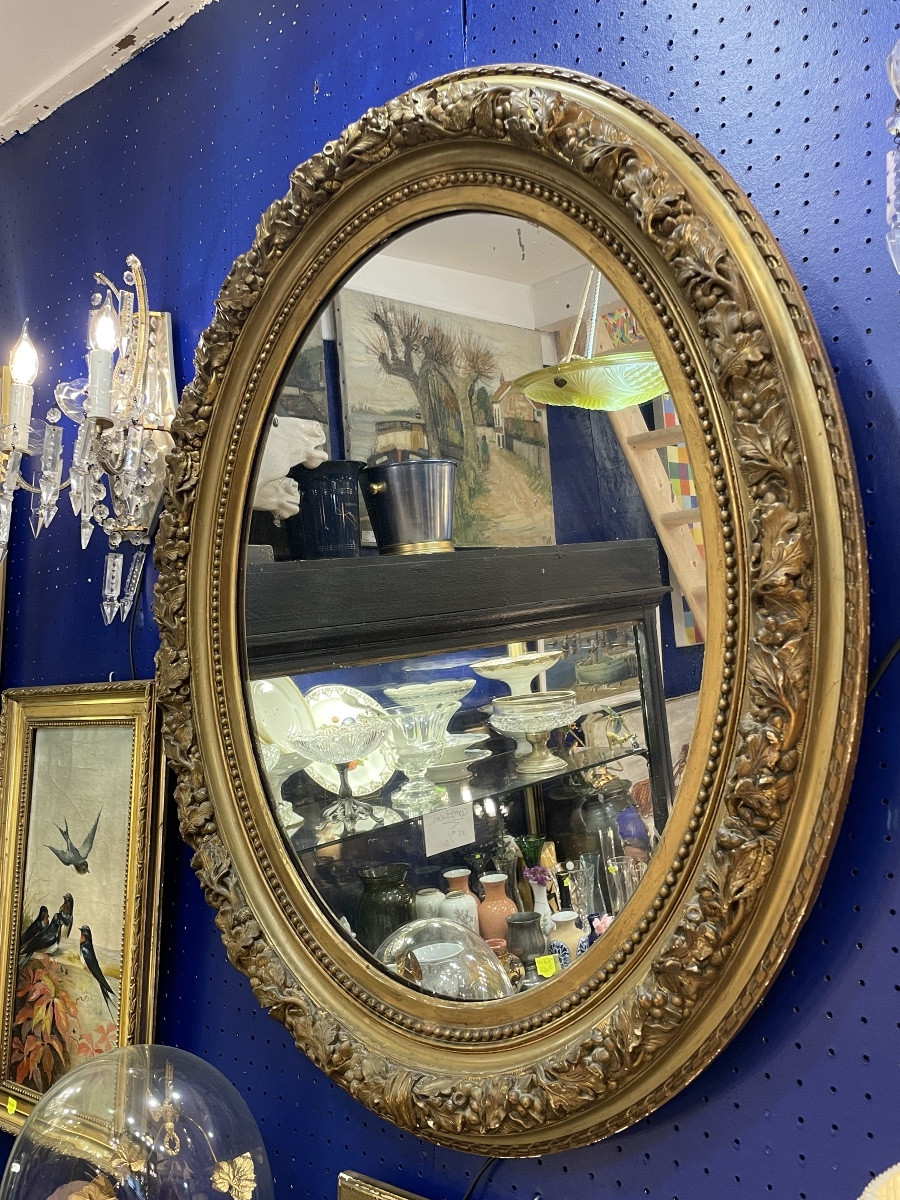 Grand miroir doré XIXeme -photo-2