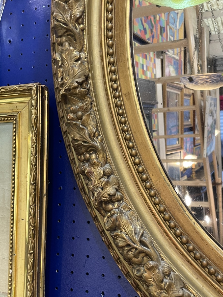 Grand miroir doré XIXeme -photo-3