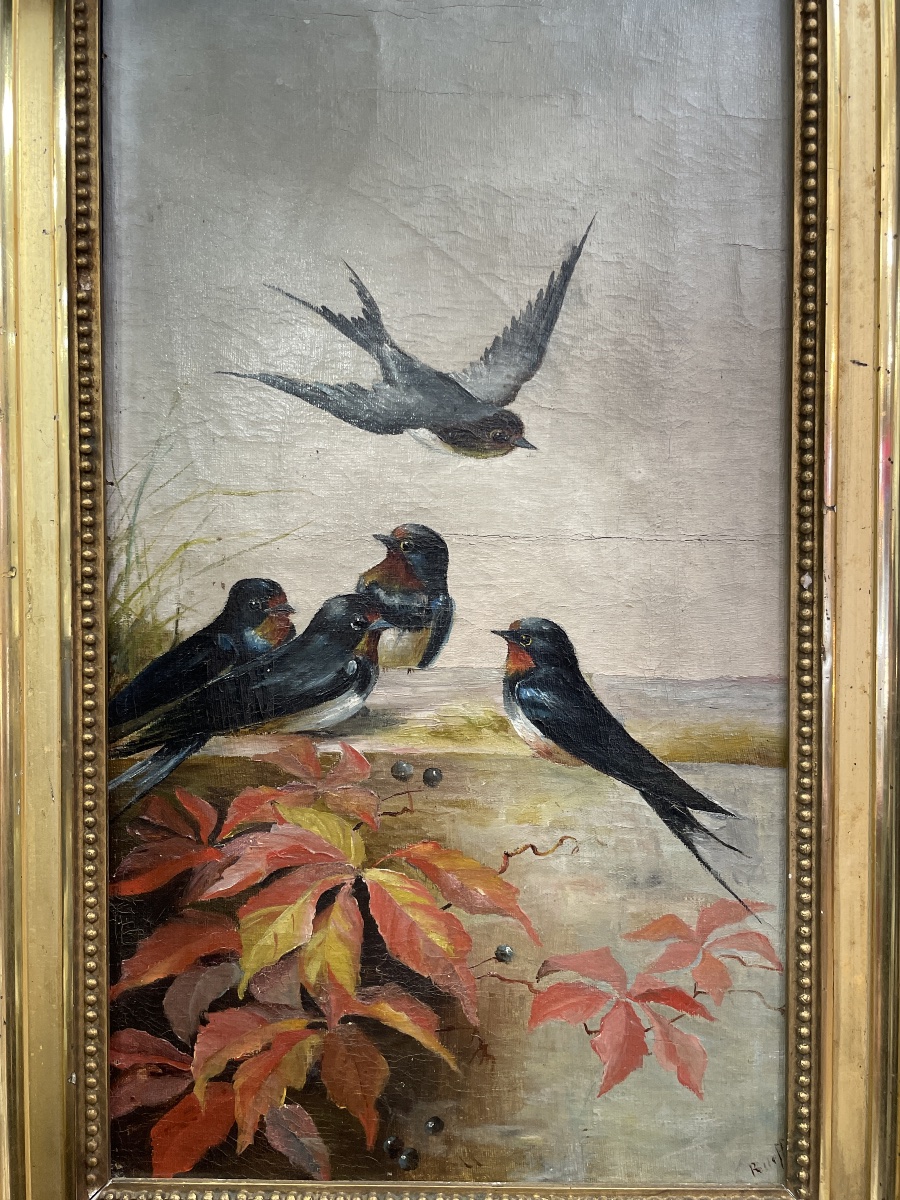 Huile sur toile « Les hirondelles »-photo-4