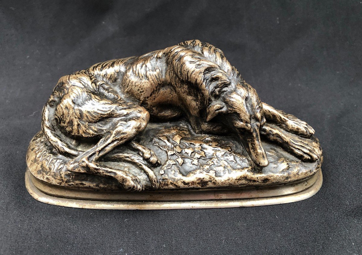 Paul Gayrard - Lying Greyhound In Bronze