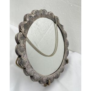 Turkish Repoussé Silver Hanging Mirror