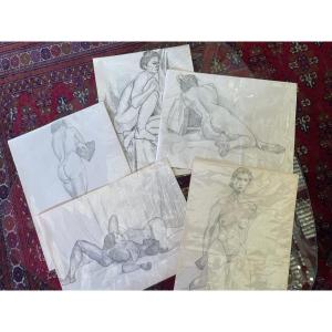 Set Of 5 Nude Drawings 