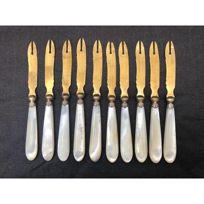 Series Of Fruit Forks, Mother Of Pearl Handles