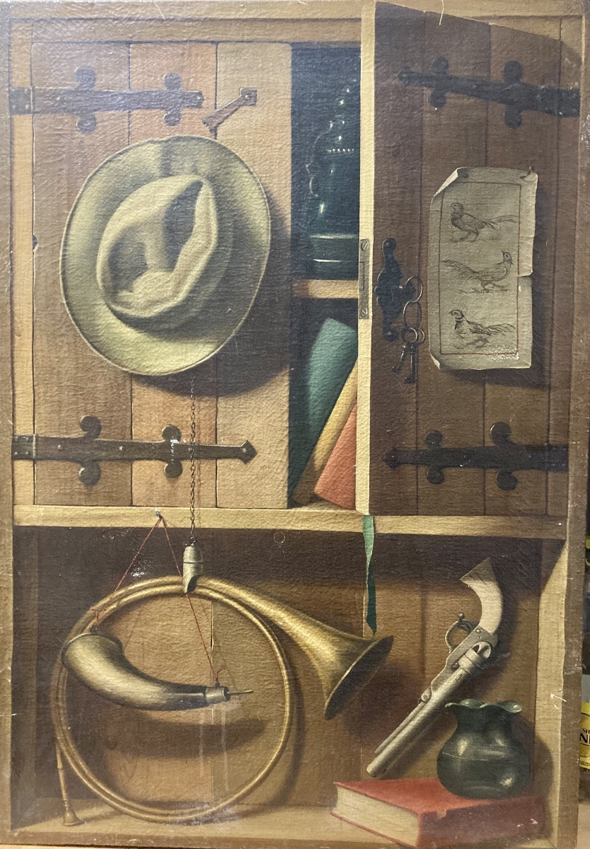 École Américaine  Nature morte en trompe l'œil