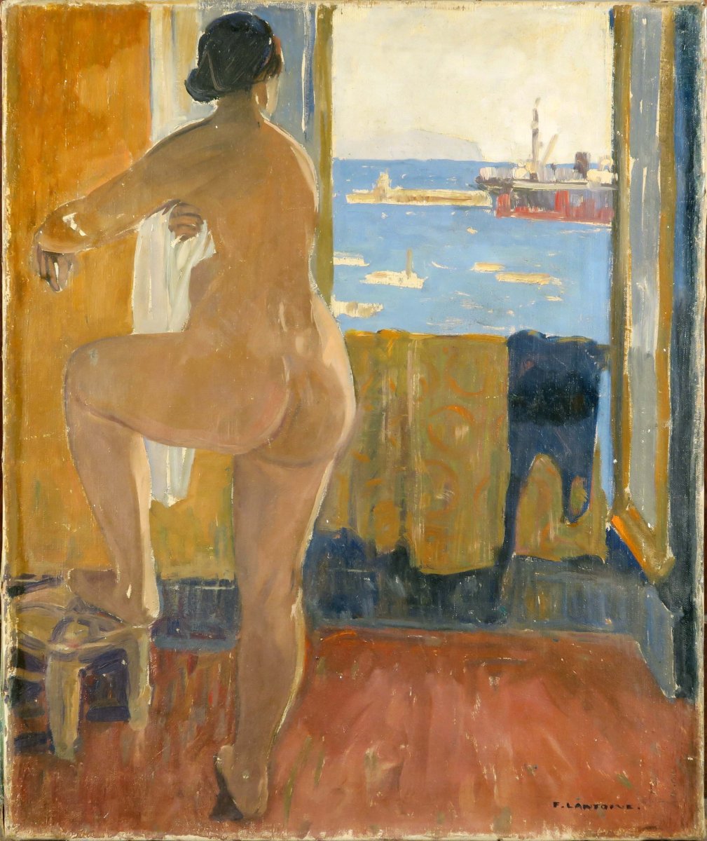   Fernand Lantoine (1876-1949),  French School Reclining Nude, -photo-1