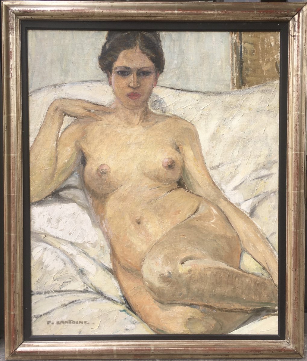   Fernand Lantoine (1876-1949),  French School Reclining Nude, 