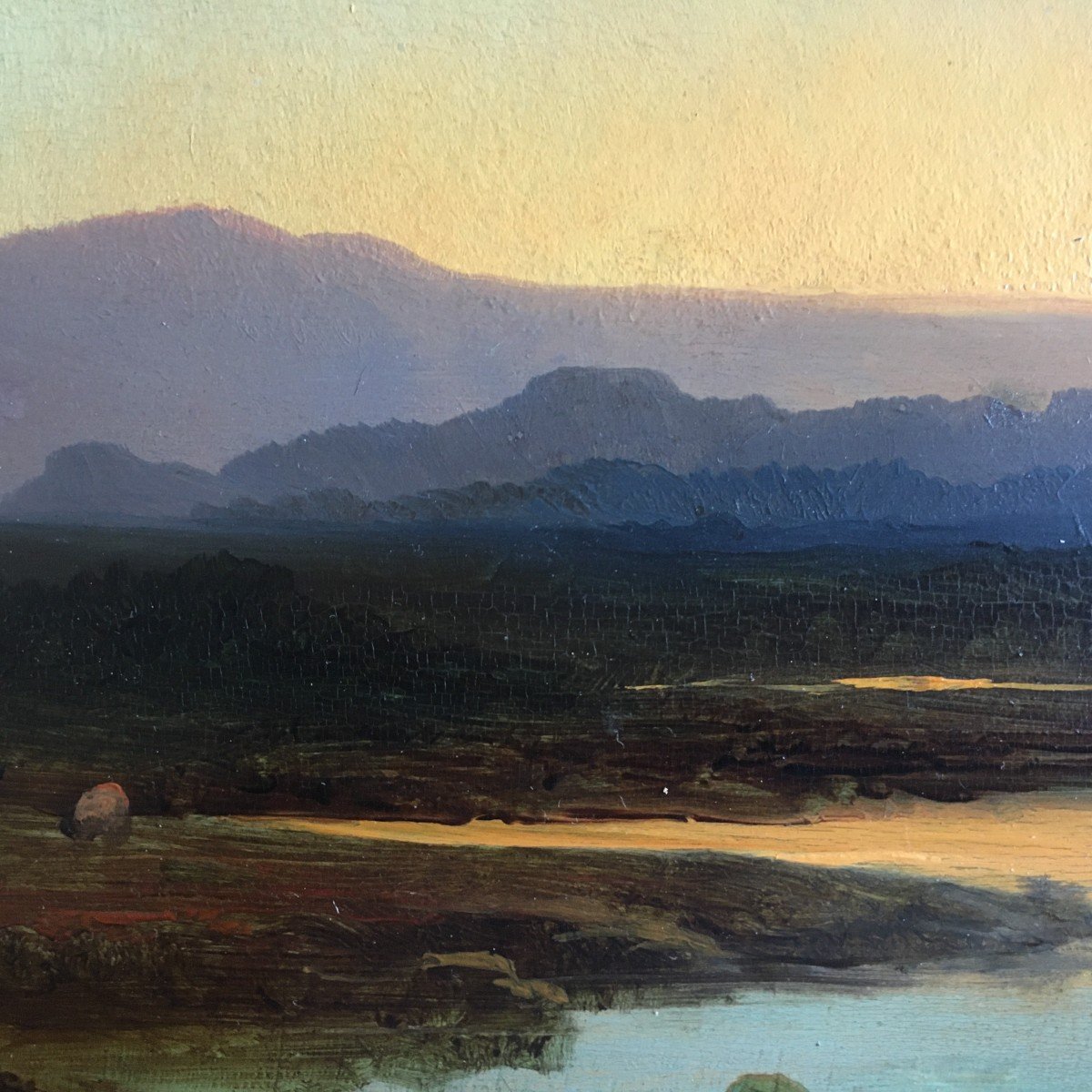 François Roffiaen (1820-1898), Alpine Landscape  Oil On  Panel-photo-2