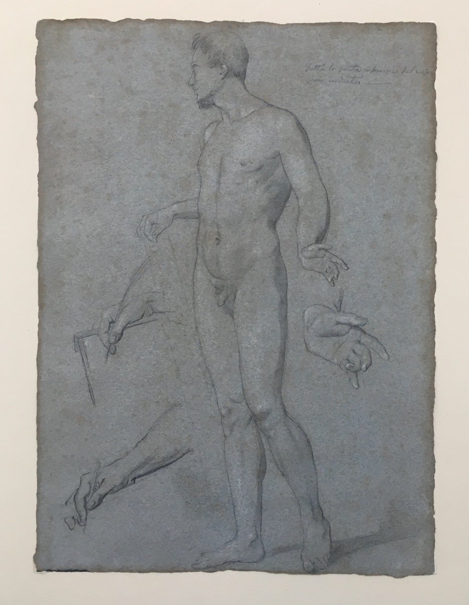 18th Italian School Study Of Nude Drawing On Paper