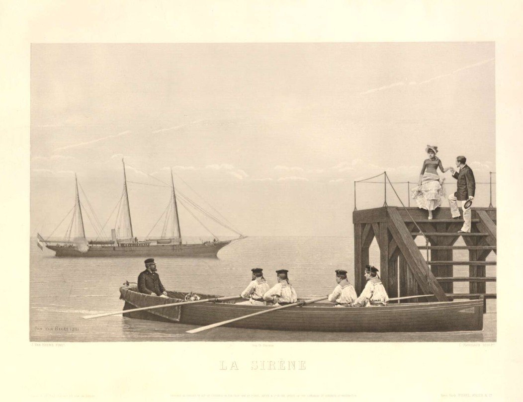 Jan Van Beers (1852-1927), The Yacht Sirène (détail). Oil On Canvas-photo-3