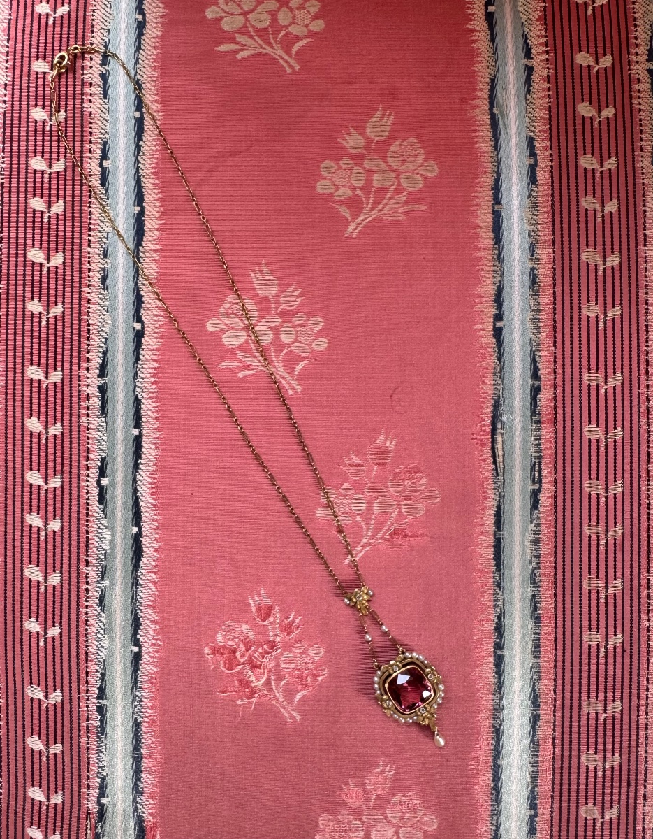 Antique Garland-style Necklace, 18-karat Yellow Gold, Late 19th Century-photo-2