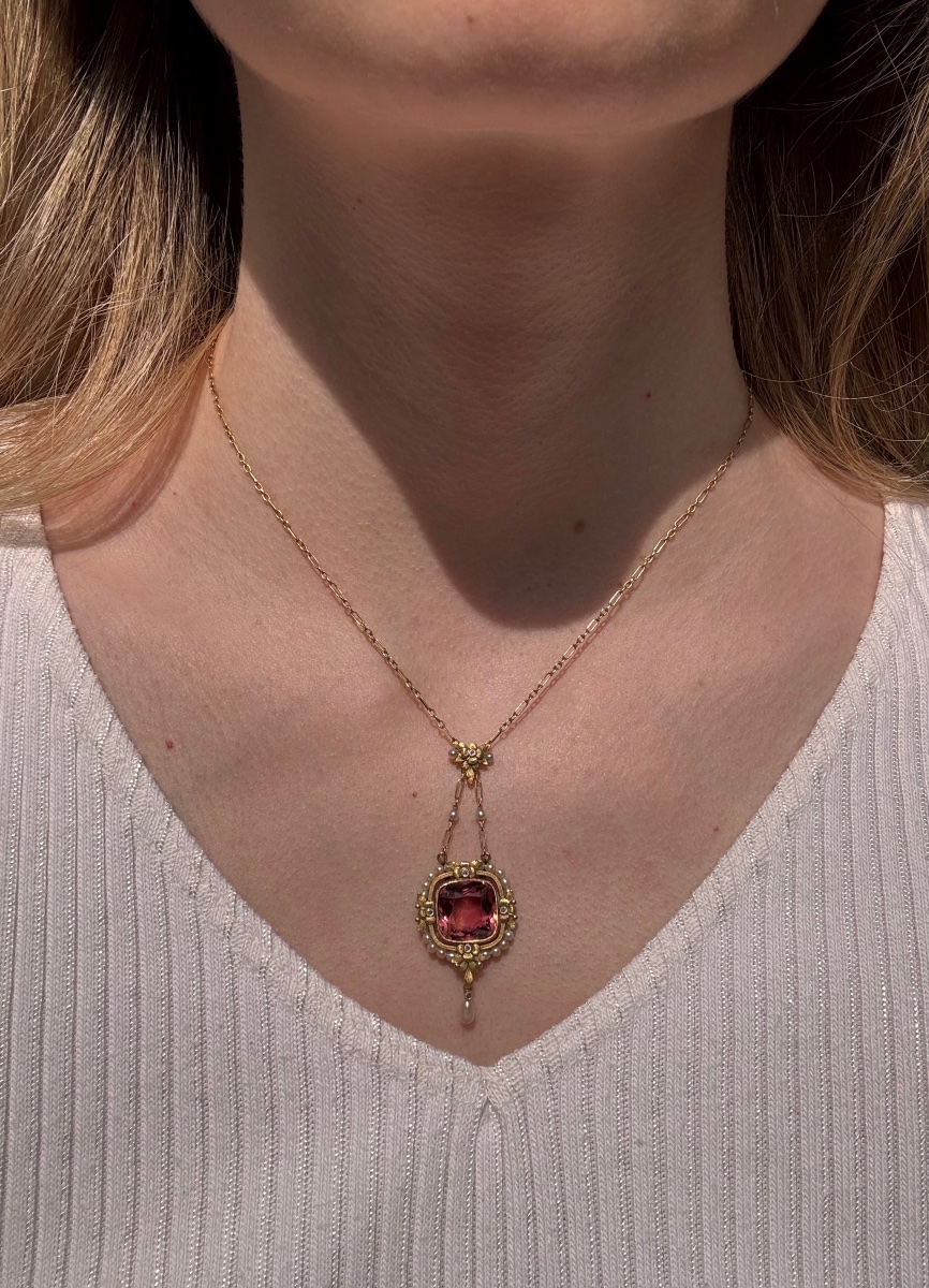 Antique Garland-style Necklace, 18-karat Yellow Gold, Late 19th Century-photo-3