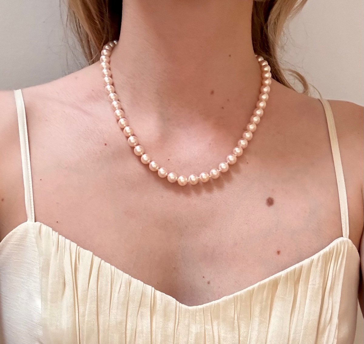 Collier perles de culture akoya, fermoir or jaune 18 carats, XXème siècle-photo-2