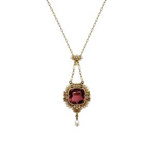 Collier ancien de style guirlande, en or jaune 18 carats, fin XIXeme