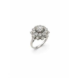 Daisy Diamond Ring In 18-karat White Gold And 950 Platinum