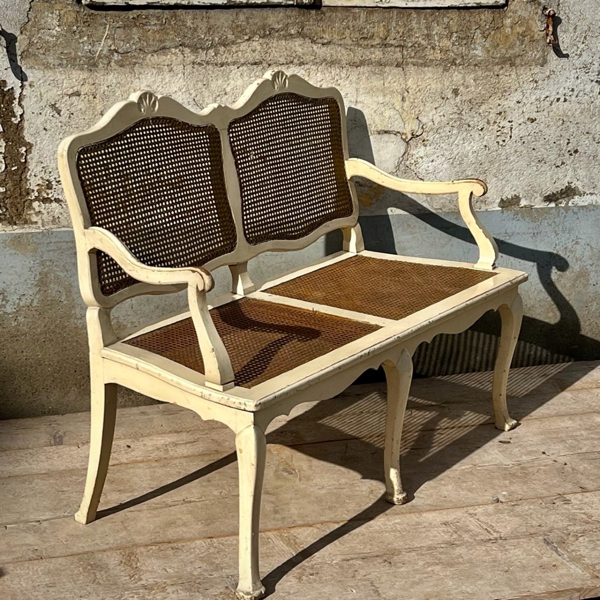 Veranda Sofa Cannage & Lacquered Wood XIX. Th-photo-3