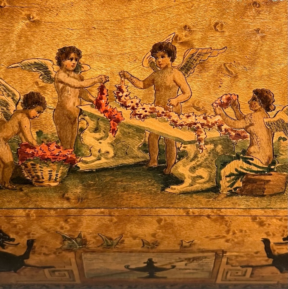 Marquetry Box Italy Decor Pompeian Style XIX Eme-photo-2