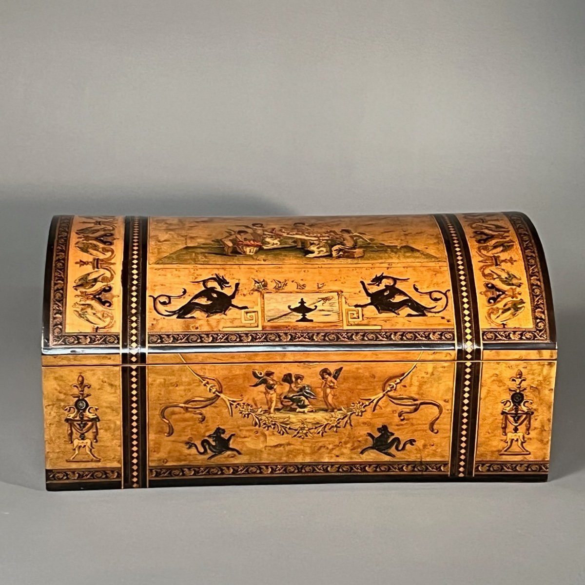 Marquetry Box Italy Decor Pompeian Style XIX Eme-photo-7