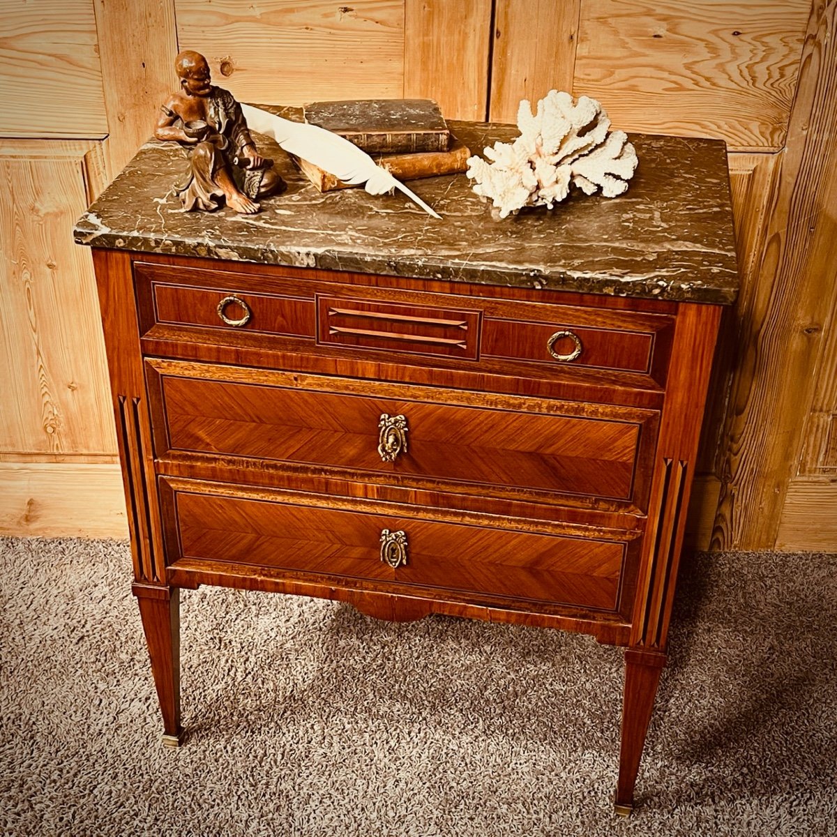 Commode Louis XVI Inlaid XIX Th. -photo-1