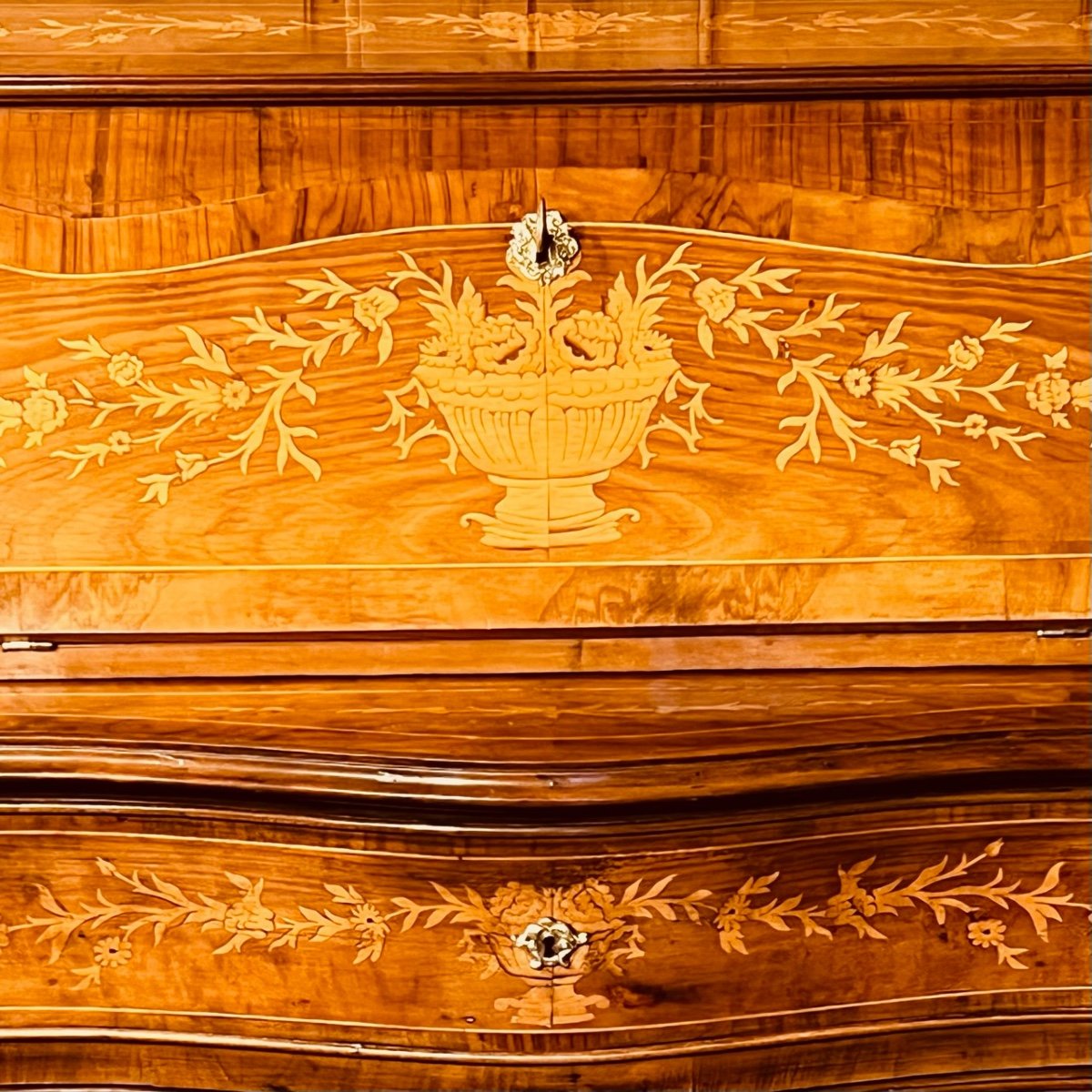 Chest Of Drawers Italian Baroque Style Marquetry Secretary.-photo-4