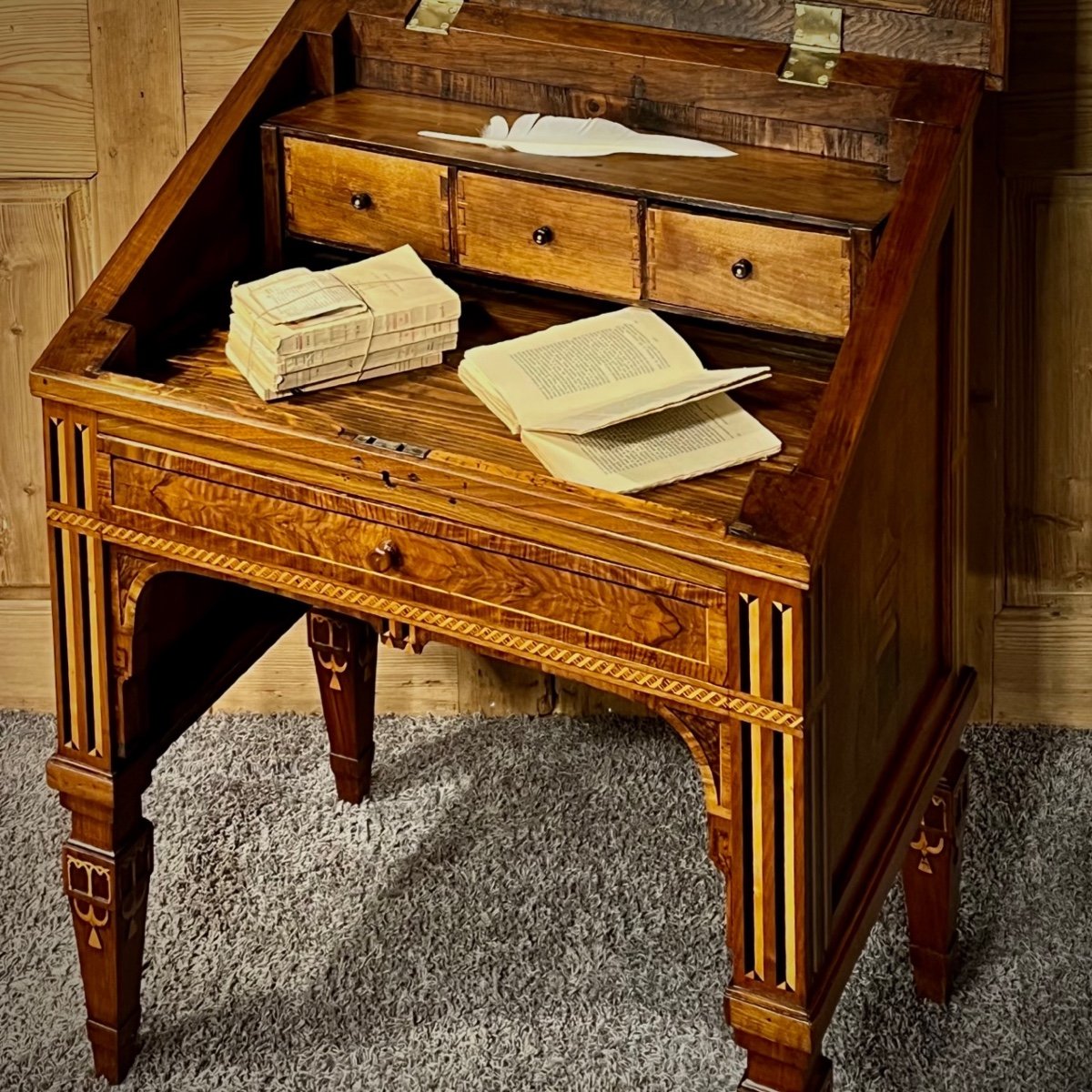 Secretary Inlaid With Walnut And Fruit Louis XVI-photo-2