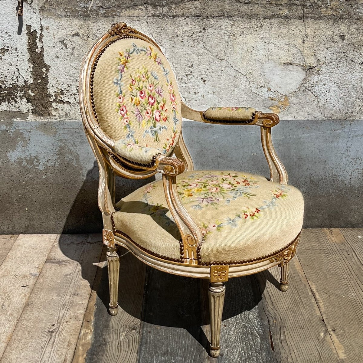 Napoleon III Medallion Armchair Lacquered And Gilded Wood