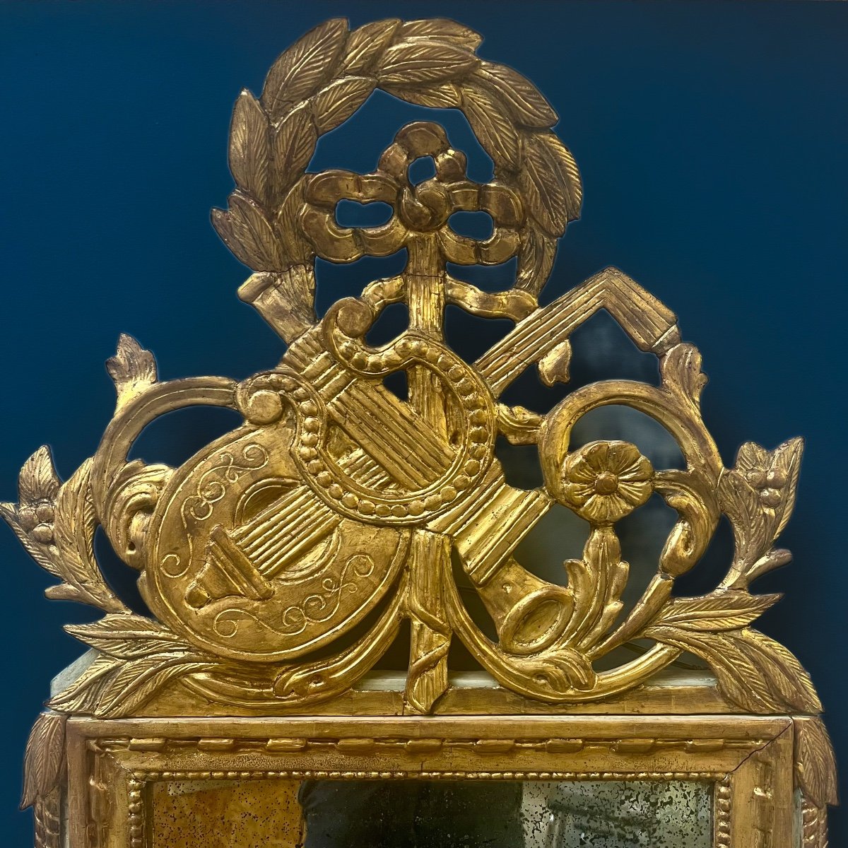 Louis XVI Mirror Golden Wood-photo-3