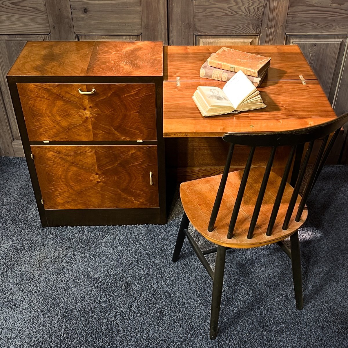 Secretaire Console  Art Déco Noyer -photo-2
