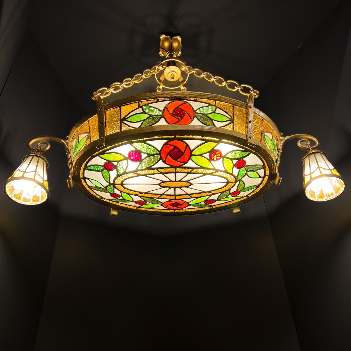 Art Deco Stained Glass Chandelier -photo-2