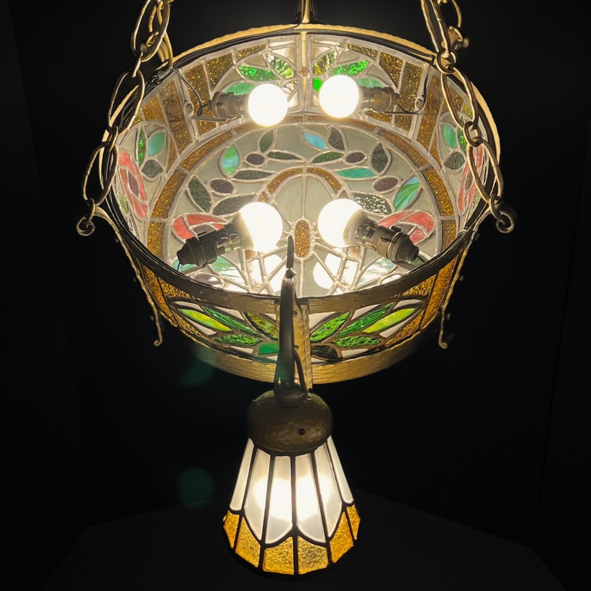 Art Deco Stained Glass Chandelier -photo-5