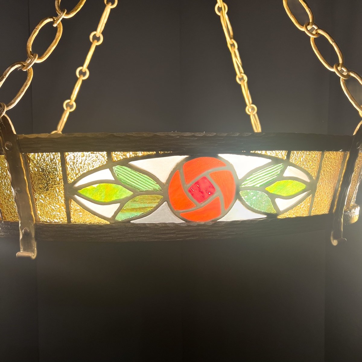 Art Deco Stained Glass Chandelier -photo-6