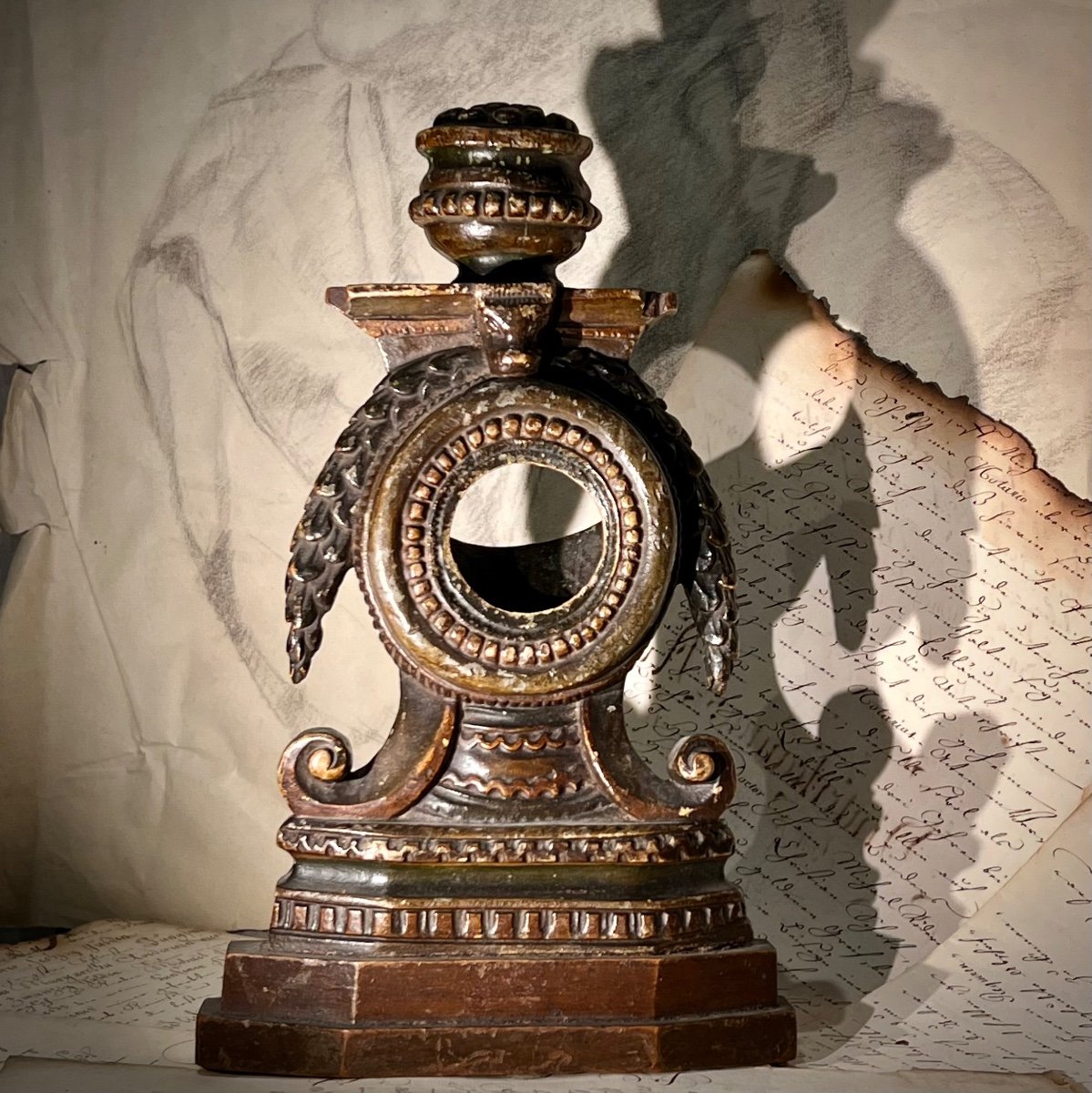 Porte-montre Bois Sculpté Louis XVI -photo-4