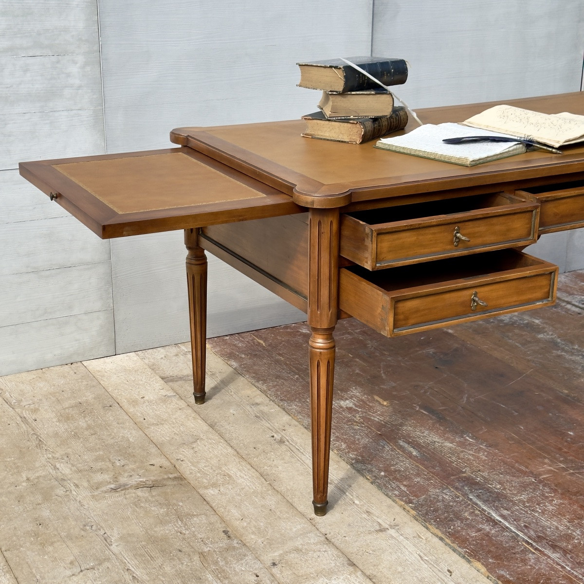 Bureau Plat Style Louis XVI 2 Tirettes -photo-2
