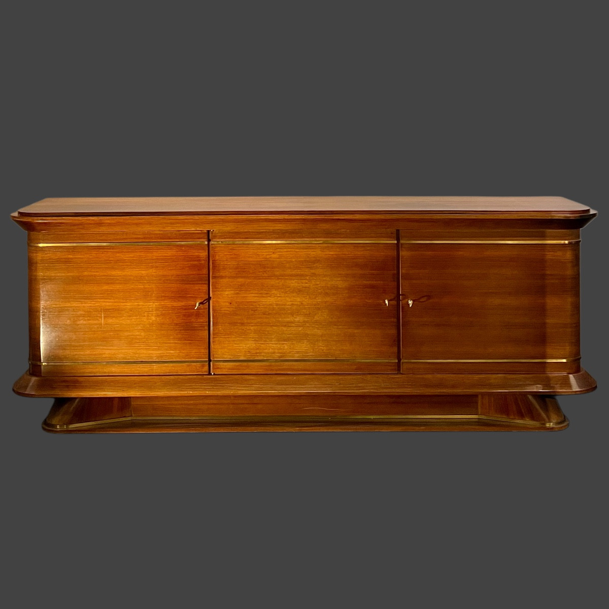 Large Art Deco Rosewood And Brass Reed Sideboard 