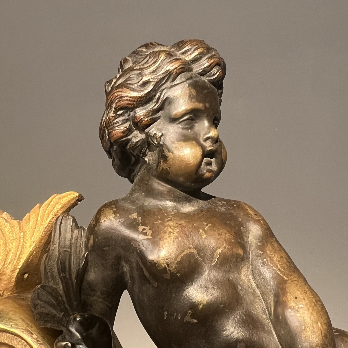 Pair Of Bronze Cherub Andiron Decorations -photo-5