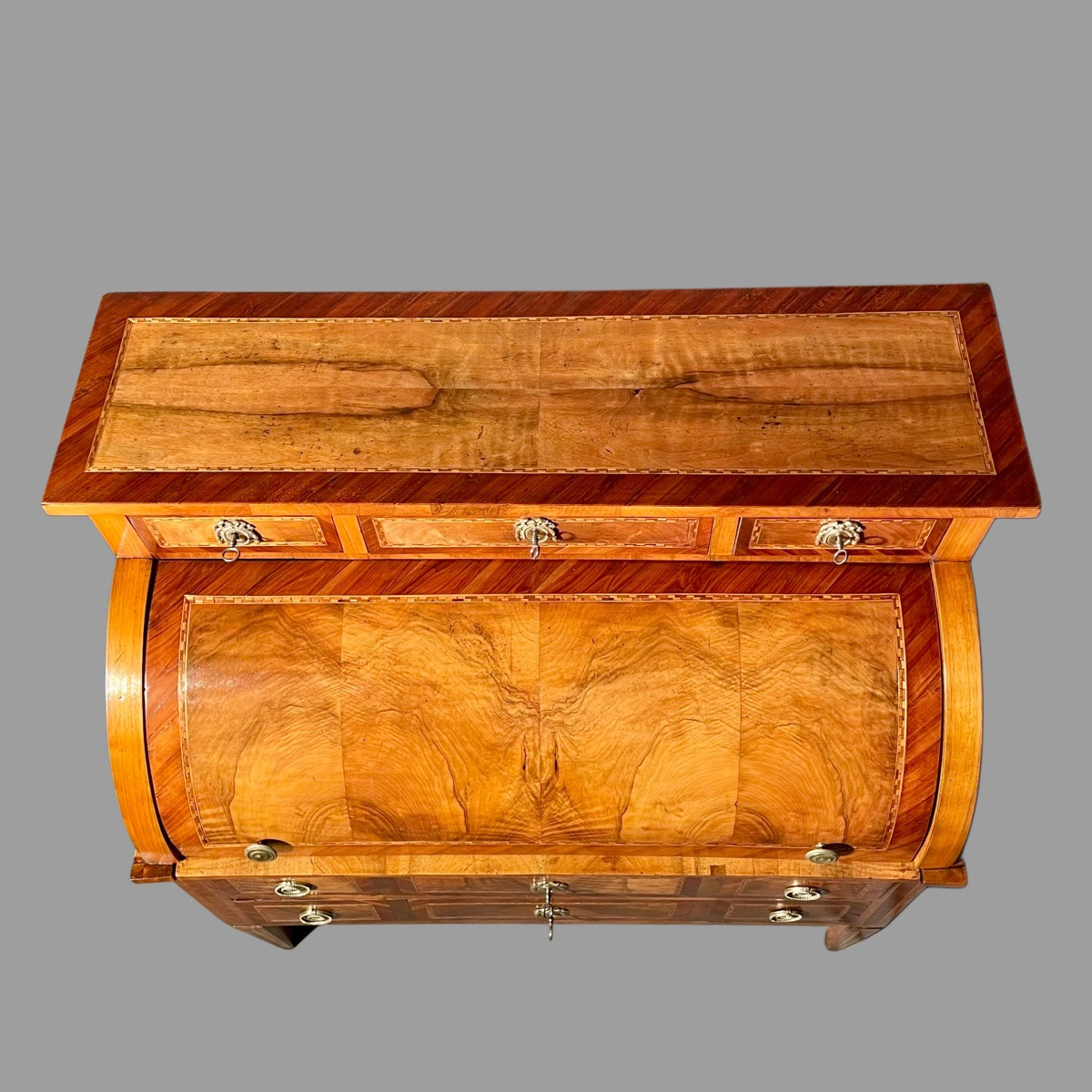 18th Century Marquetry Cylinder Secretary Desk -photo-4