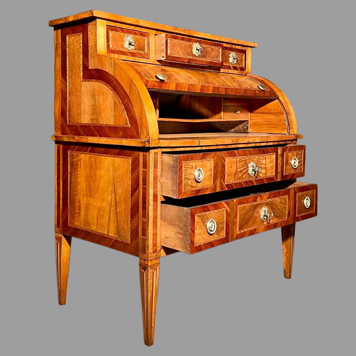 18th Century Marquetry Cylinder Secretary Desk -photo-8