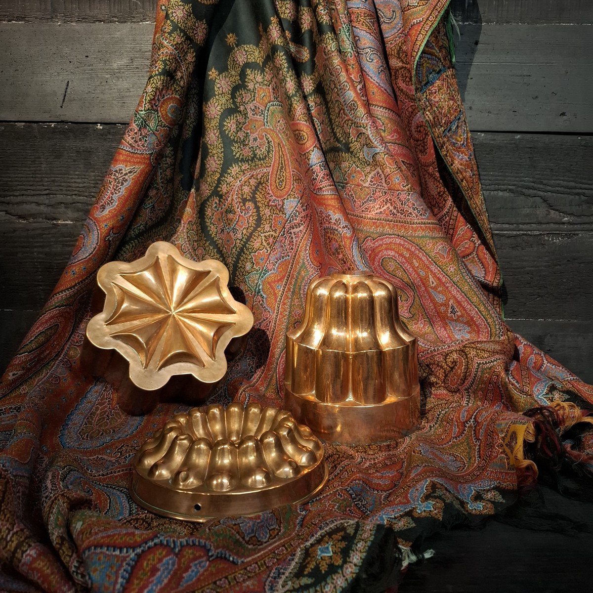 ensemble de trois moules en cuivre XIXème