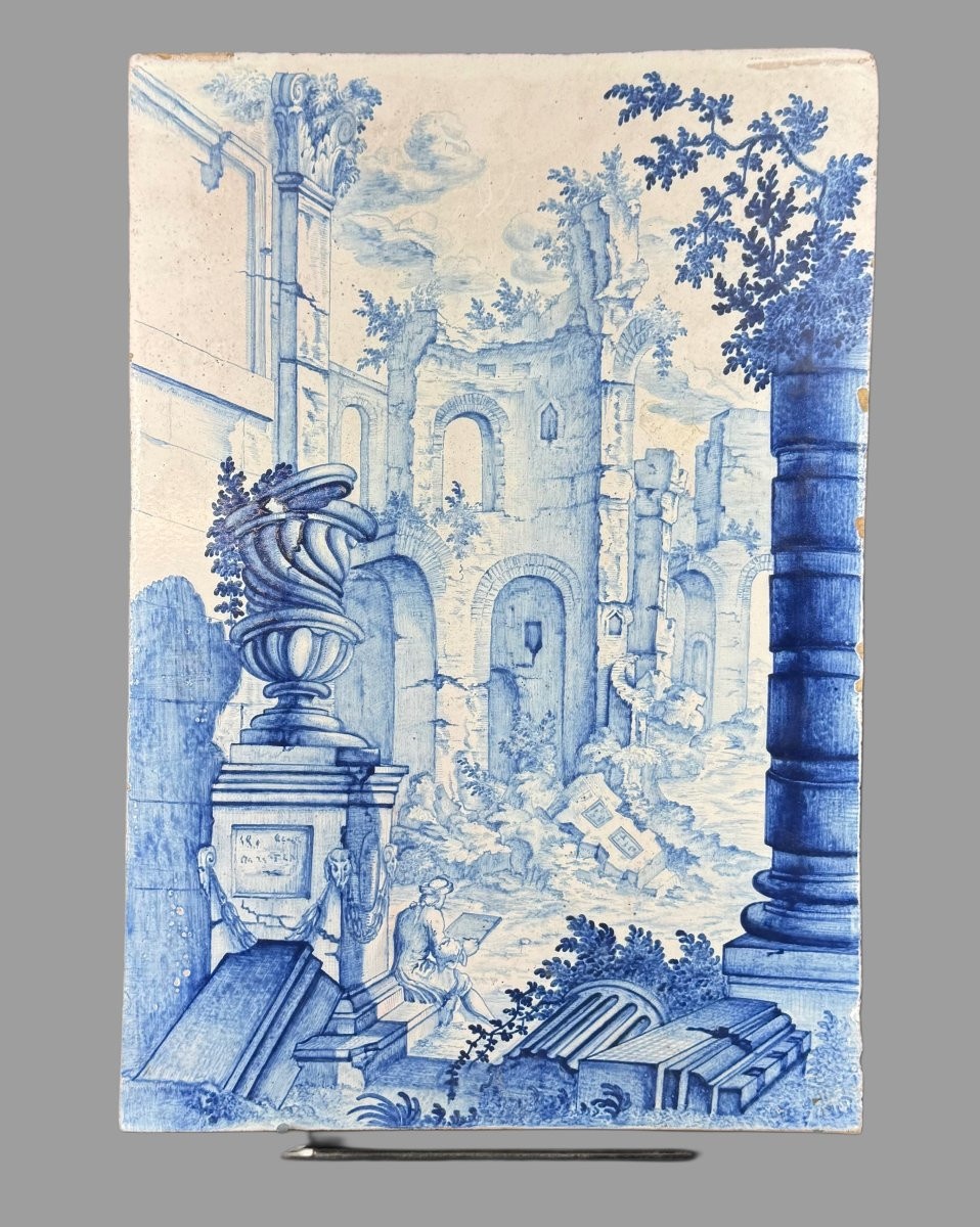 Ceramic Stove Tile With An Architectural Whimsical Design-photo-3