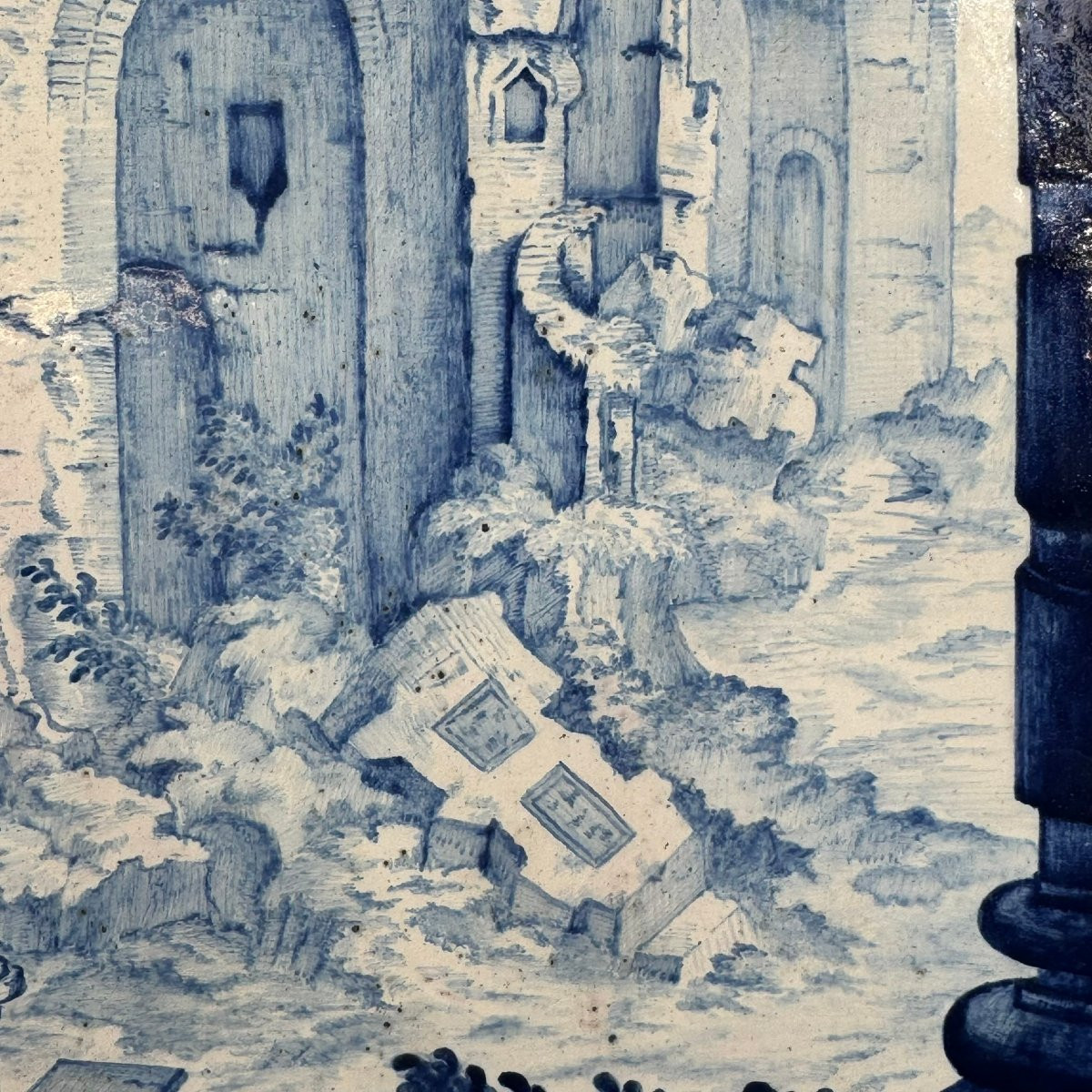 Ceramic Stove Tile With An Architectural Whimsical Design-photo-4