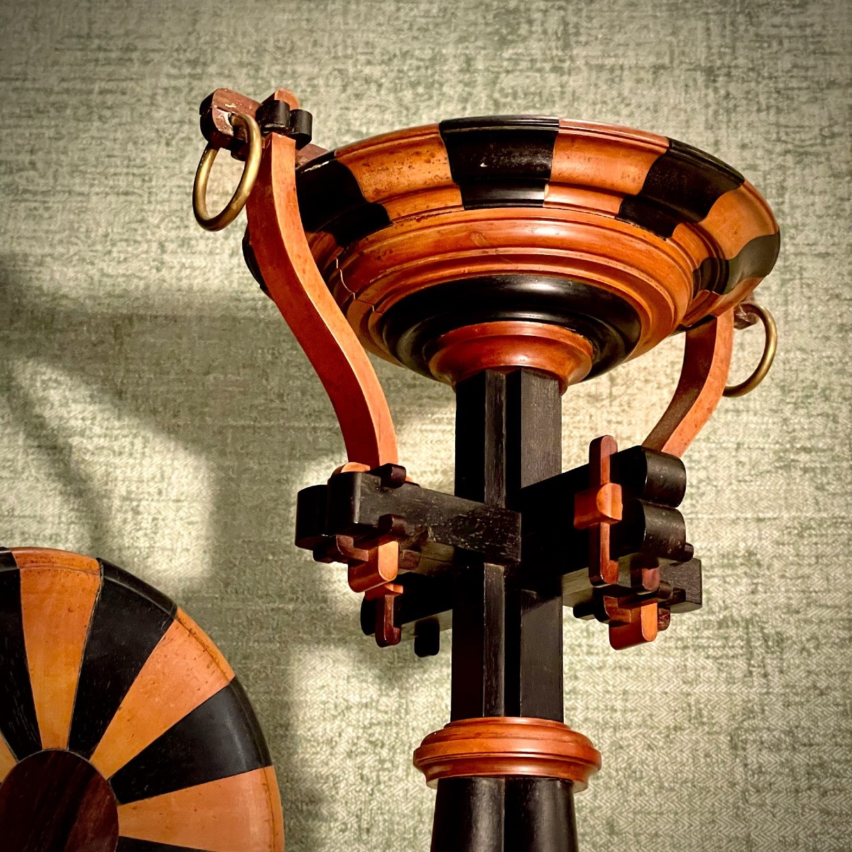 Two Turned Wooden Display Stands, Pieces From The Journeyman's Or Master's Level. -photo-2
