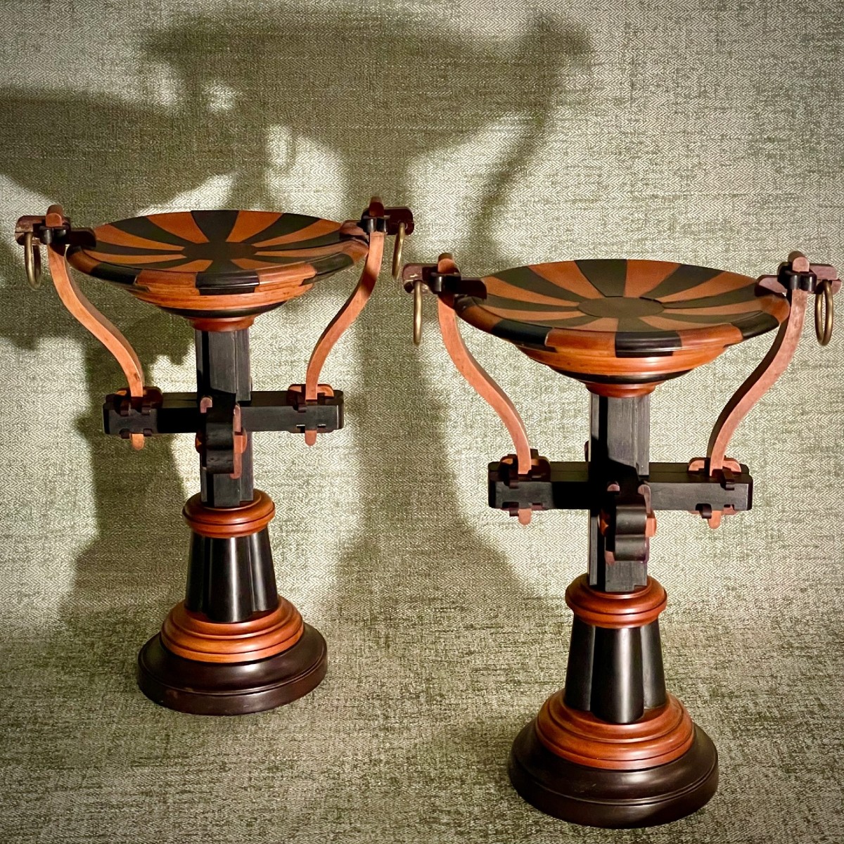 Two Turned Wooden Display Stands, Pieces From The Journeyman's Or Master's Level. -photo-4