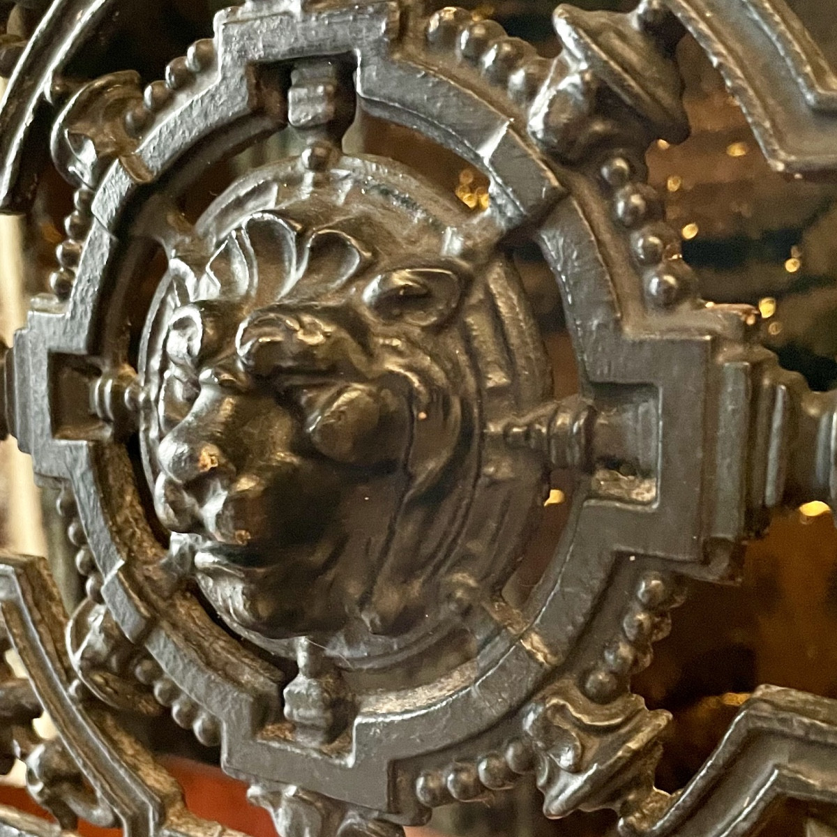 Late 19th Century Carved Walnut Fireplace Mantel With Its Copper And Brass Firebox -photo-5