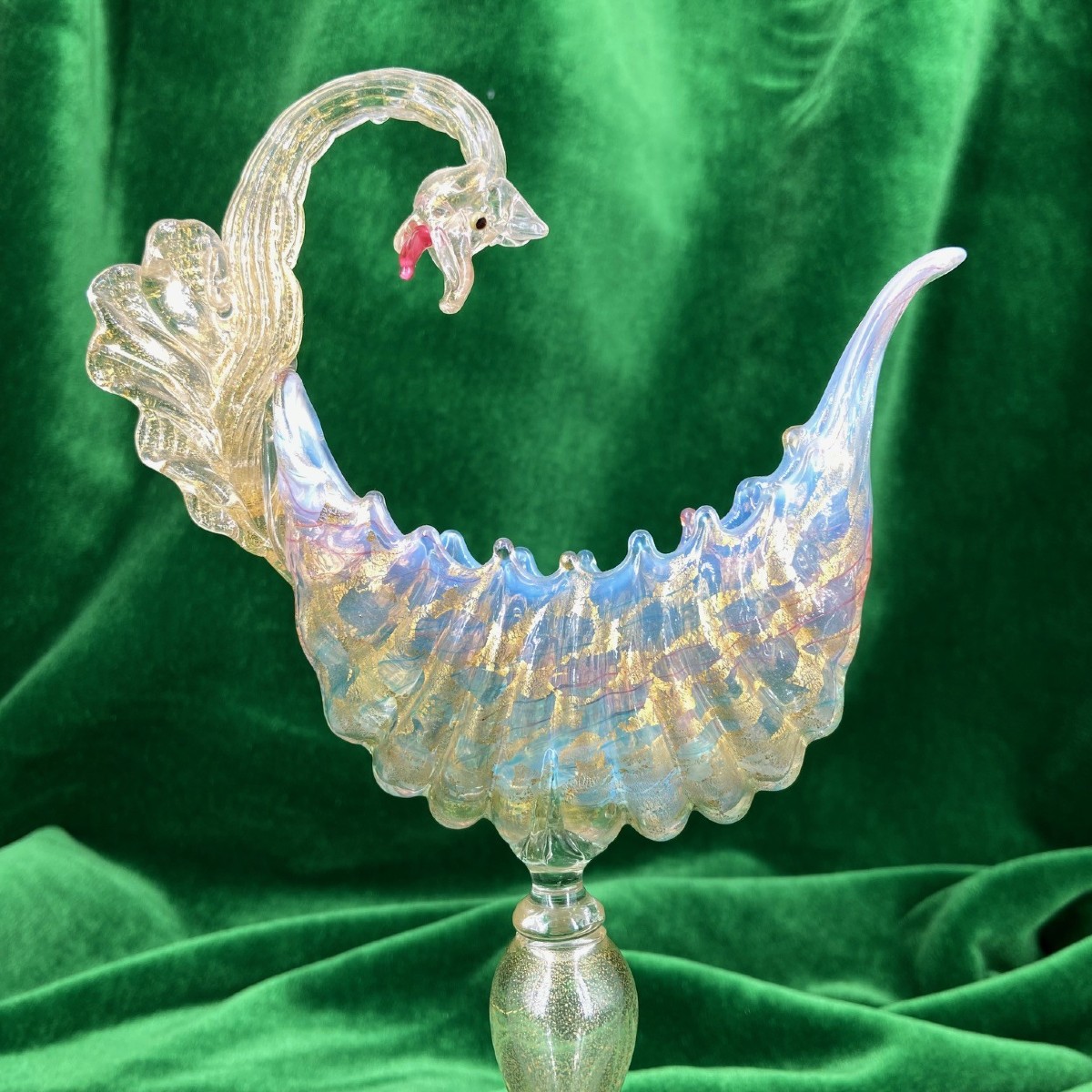 Calice en verre de Murano forme cygne des ateliers SALVIATI de Venise époque 19ème-photo-2